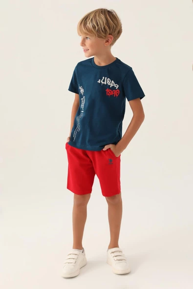 U.S. Polo Assn. 1751 Garson Lisanslı Clothing Lacivert Erkek Çocuk Bermuda Takım