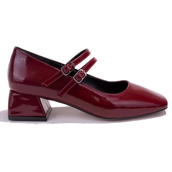 Dagoster DZA07-1181403 Bordo Rugan Klasik Topuklu Kadın Ayakkabı - Resim 2