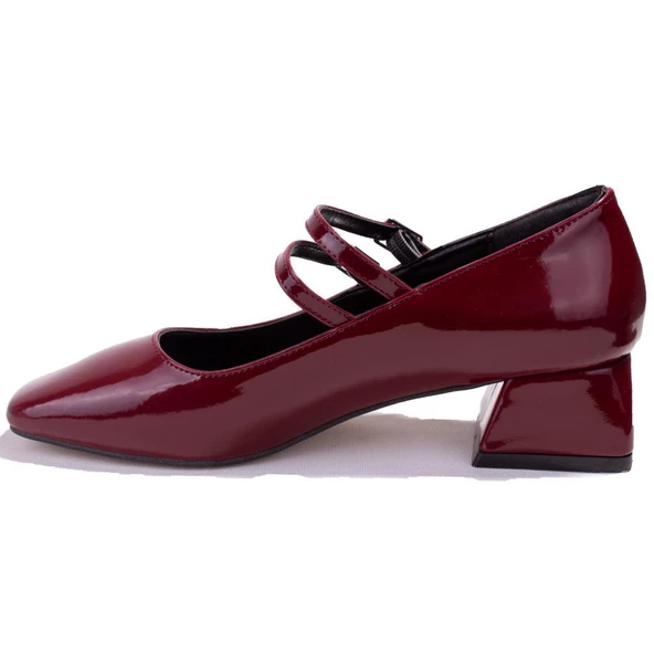 Dagoster DZA07-1181403 Bordo Rugan Klasik Topuklu Kadın Ayakkabı - Resim 3