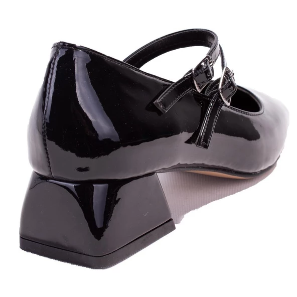 Dagoster DZA07-1181403 Siyah Rugan Klasik Topuklu Kadın Ayakkabı - Resim 4