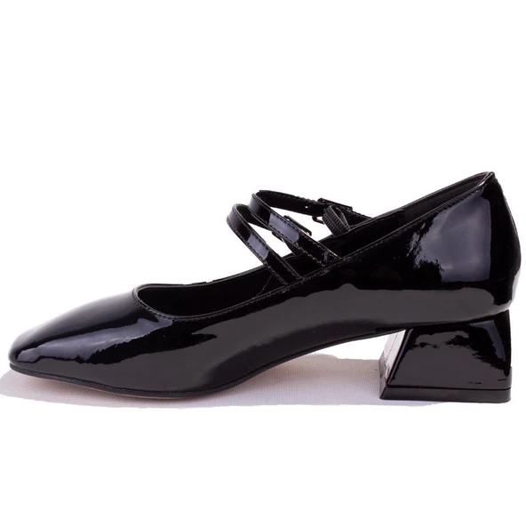 Dagoster DZA07-1181403 Siyah Rugan Klasik Topuklu Kadın Ayakkabı - Resim 3