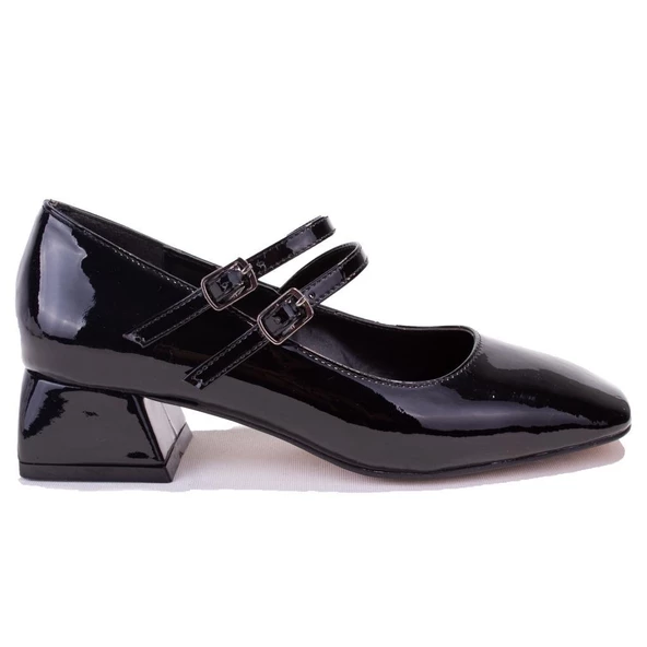 Dagoster DZA07-1181403 Siyah Rugan Klasik Topuklu Kadın Ayakkabı - Resim 2