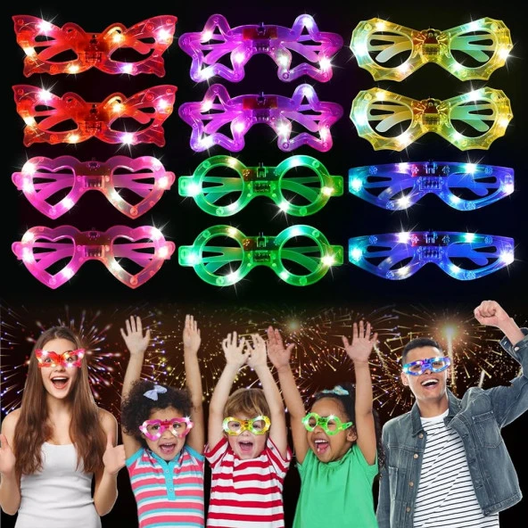 Led Işıklı Karışık 6 Model Yanar Söner Parti Gözlüğü 12 Adet - 3