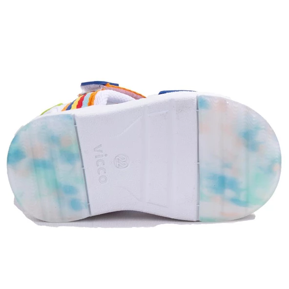 Vicco Flow II 332P24Y202 Beyaz Mavi Ortopedik Günlük Erkek Çocuk Spor Sandalet - Resim 4