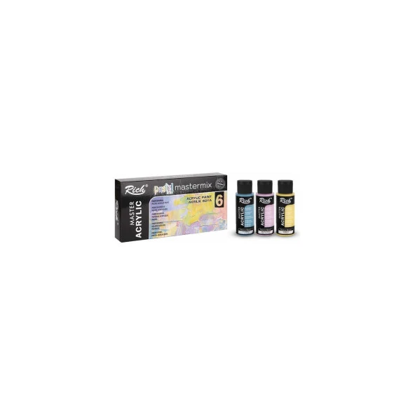 Rich Mastermix Akrilik Boya Pastel Renkler 6 x 60CC 6 Pastel Renk