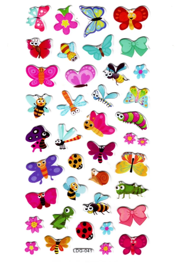 Sticker Kabartmalı Stiker Defter, Planlayıcı Etiket (Ldg041)-17x9 cm- Kelebek Arı