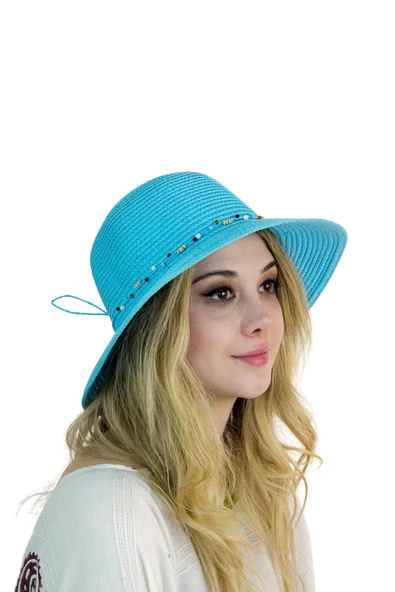 Kadın Doğal Taş Şeritli Şapka 3070 - 4