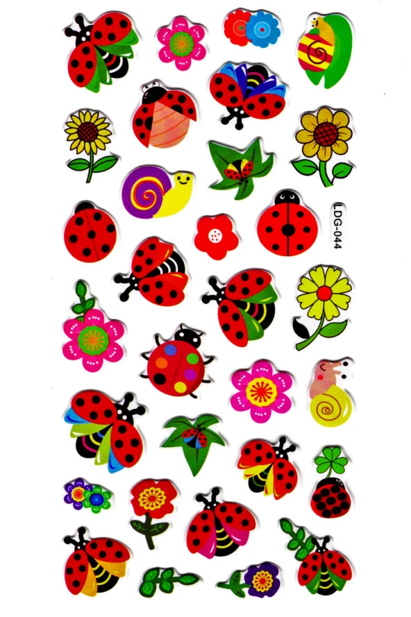 Sticker Kabartmalı Stiker Defter Planlayıcı Etiket (Ldg044)-17x9 cm- Uğurböceği