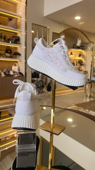 İthal Kadın Triko Taşlı Sneakers - 4