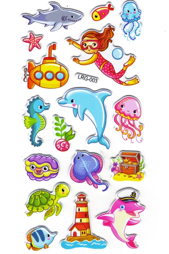 Sticker Kabartmalı Stiker Defter Planlayıcı Etiket (Lrg003)-17x9 cm- Deniz Dalgıç