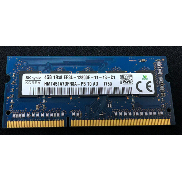 HMT451A7DFR8A-PB hynix 4GB PC3-12800 DDR3-1600MHz ECC CL11 204-Pin SoDimm 1.35V SERVER RAM BELLEK - 1