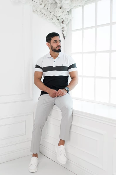 Paul Martin Polo Yaka %100 Pamuk Parça Desenli Regular Fit T-shirt - 11