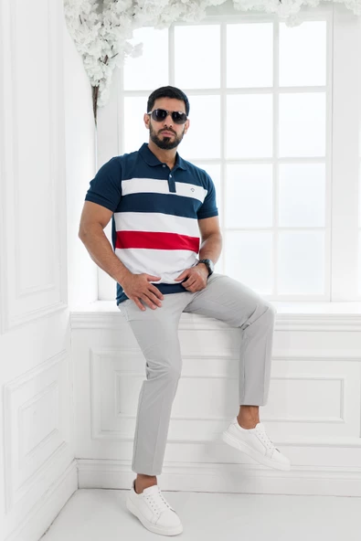 Paul Martin Polo Yaka %100 Pamuk Parça Desenli Regular Fit T-shirt - 6