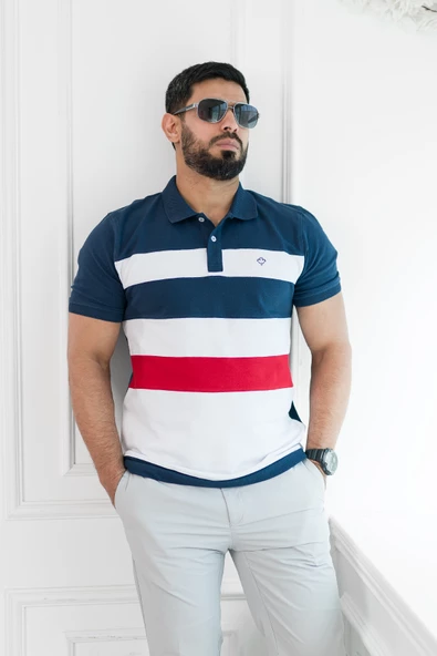 Paul Martin Polo Yaka %100 Pamuk Parça Desenli Regular Fit T-shirt - 8