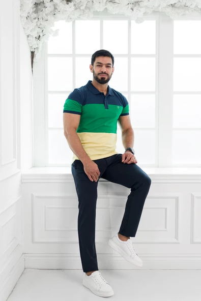 Paul Martin Polo Yaka %100 Pamuk Büyük Parça Desenli Regular Fit T-shirt - 6