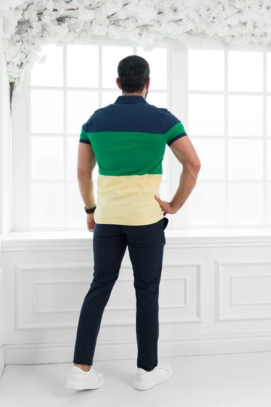 Paul Martin Polo Yaka %100 Pamuk Büyük Parça Desenli Regular Fit T-shirt - 10