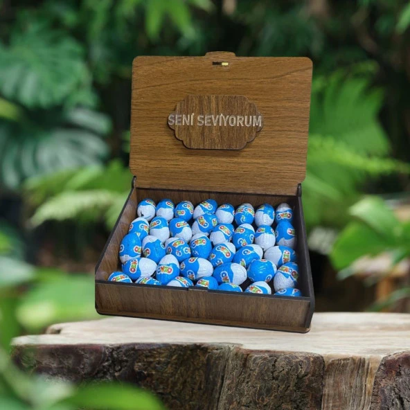 Ozmo Mini Yumurta Seni Seviyorum Yazılı Ahşap Hediye Kutusu 35 Adet Yumurta Sevdiklerinize Hediye Ozmo Mini Eggs Ahşap Kutulu - Resim 2