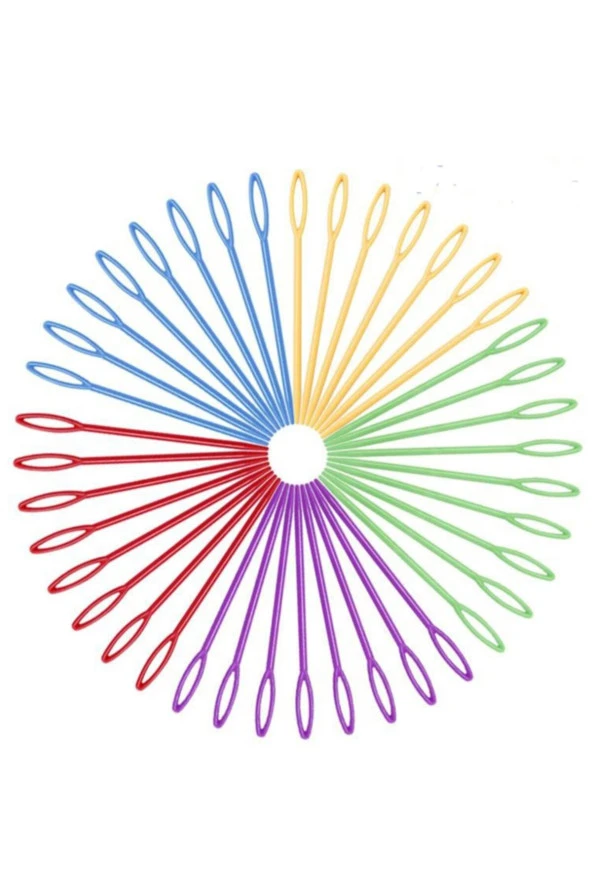 Hayal Sepeti 25 Adet Renkli 9 Cm Karışık Plastik Yün Iğnesi, Çocuklar Için Eğitici Iğne - 3