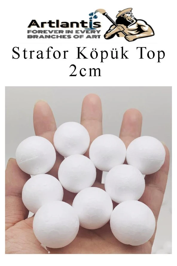 Strafor Köpük Top 2 cm 10 Adet Köpük Top Küre Toplar Yuvarlak Strafor Köpük Top Okul Deney Hobi Sanat - 2