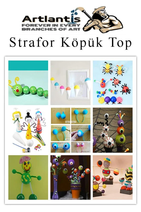 Strafor Köpük Top 2 cm 10 Adet Köpük Top Küre Toplar Yuvarlak Strafor Köpük Top Okul Deney Hobi Sanat - 3
