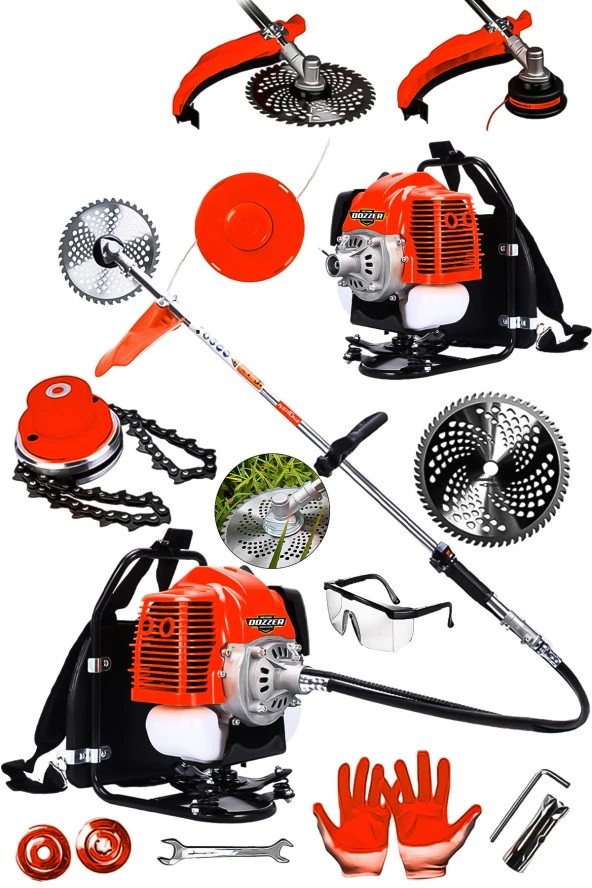 Dozzer Dolmar Serii 2.4 Hp Sırt Tipi Benzinli Ot Çalı Çim Biçme Tırpan Makinesi Tirpan Canavar Başlık