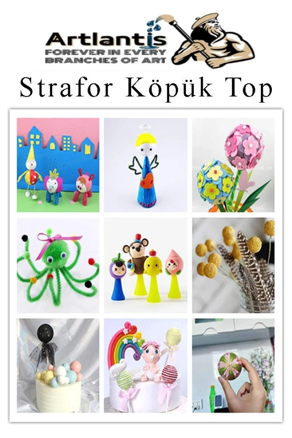 Strafor Köpük Top 3 cm 10 Adet Köpük Top Küre Toplar Yuvarlak Strafor Köpük Top Okul Deney Hobi Sanat - Resim 4