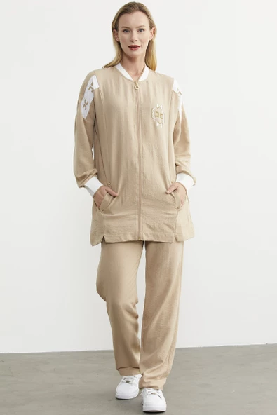 Fermuar Kapamalı Tunik Krep Takım - Taş ürün görseli