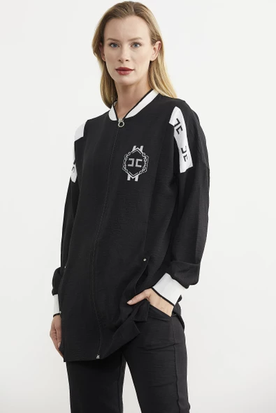 Fermuar Kapamalı Tunik Krep Takım - Siyah - Resim 3