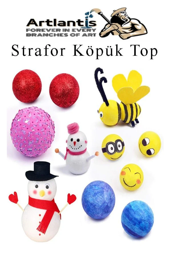 Strafor Köpük Top 8 cm 20 Adet Köpük Top Küre Toplar Yuvarlak Strafor Köpük Top Okul Deney Hobi Sanat - Resim 3