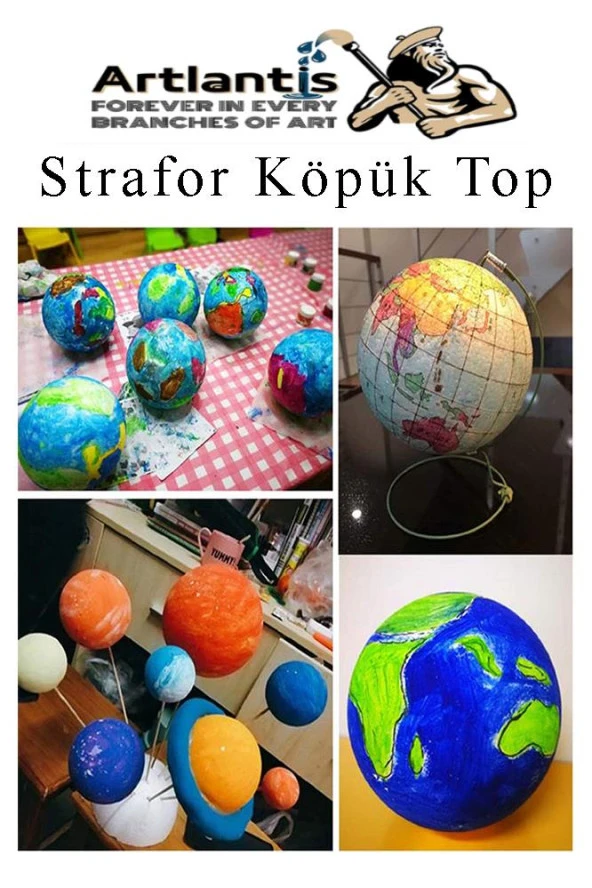 Strafor Köpük Top 10 cm 10 Adet Köpük Top Küre Toplar Yuvarlak Strafor Köpük Top Okul Deney Hobi Sanat - 5