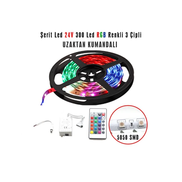 BR4330123 SERiT LED 24V 5MT 300 LED 3 CiPLi RGB RENKLi