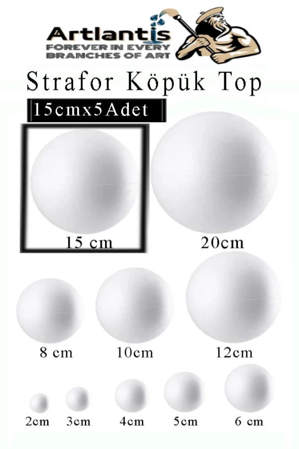 Strafor Köpük Top 15 cm 5 Adet Köpük Top Küre Toplar Yuvarlak Strafor Köpük Top Okul Deney Hobi Sanat
