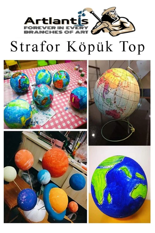 Strafor Köpük Top 15 cm 5 Adet Köpük Top Küre Toplar Yuvarlak Strafor Köpük Top Okul Deney Hobi Sanat - 5