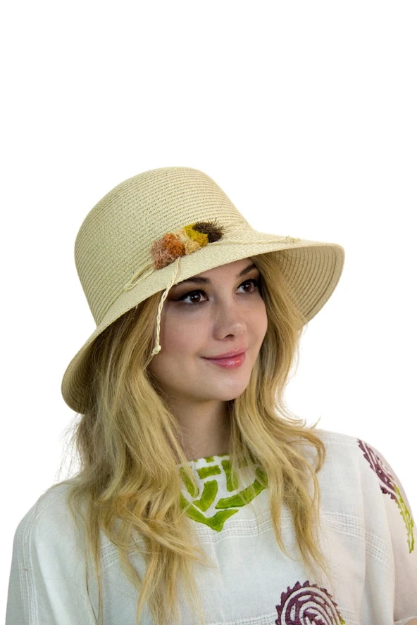 Bay Şapkacı - Kadın Hasır Şapka krem3851 ürün görseli