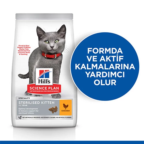 Hill’s SCIENCE PLAN Sterilised Kitten Tavuklu Kısırlaştırılmış Yavru Kedi Maması 1,5 Kg - Resim 2