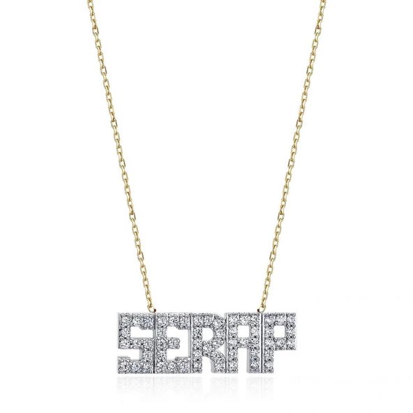 İsimli Altın Kolye Taşlı