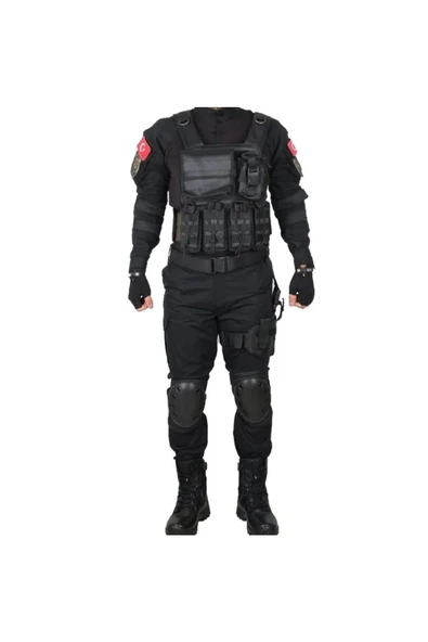 Siyah Askeri Kamuflaj Airsoft Askeri Takım (Bot Takıma Dahil Değildir)