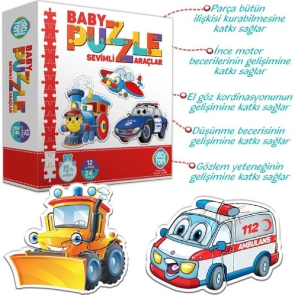 Circle Toys Baby Puzzle Araçlar 24 Parça Ct022 - 3