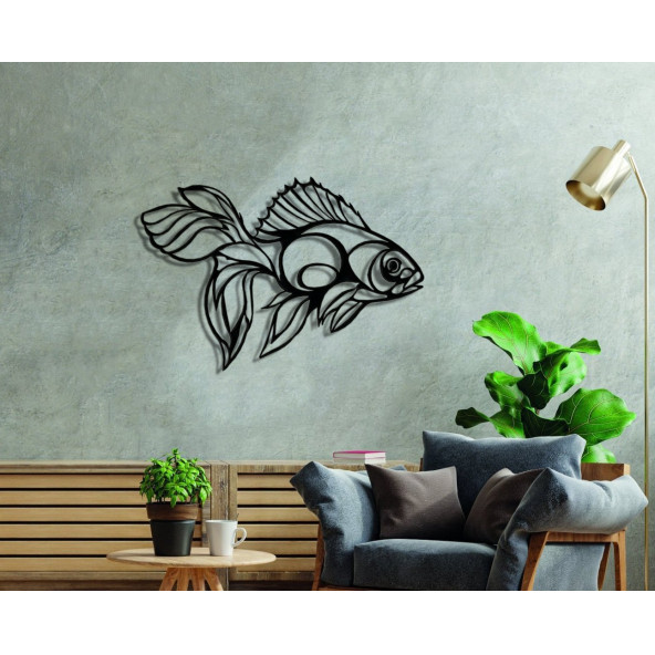 Balık Figürlü Dekoratif Metal Tablo Duvar Aksesuarı
