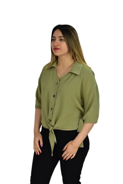 Kadın Bağlamalı Ayrobin Bluz RY19414 - Resim 3