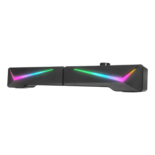 Mikado 2.0 5W x 2 CH RGB Ledli Oyuncu Siyah USB Sound Bar Speaker Hoparlör