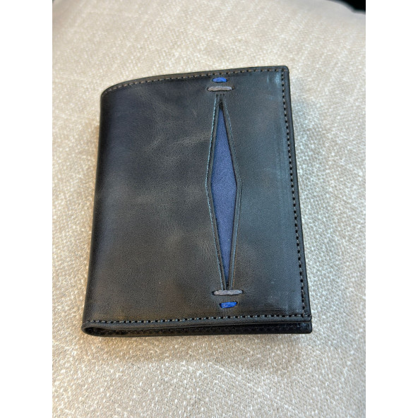 TRG POLO GRİ MAVİ  HAKİKİ DERİ CÜZDAN - Resim 2
