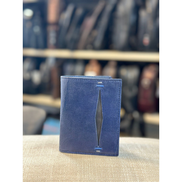 TRG POLO MAVİ GRİ DERİ ERKEK CÜZDAN - Resim 4