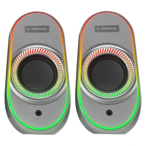 Rampage 2.0 6W Bluetooth Özellikli Beyaz Multimedia RGB Işıklı Gaming USB Speaker - Resim 3