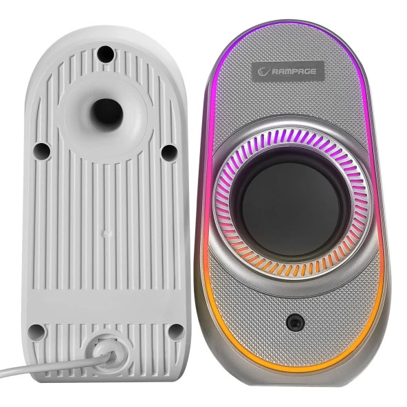 Rampage 2.0 6W Bluetooth Özellikli Beyaz Multimedia RGB Işıklı Gaming USB Speaker - Resim 5