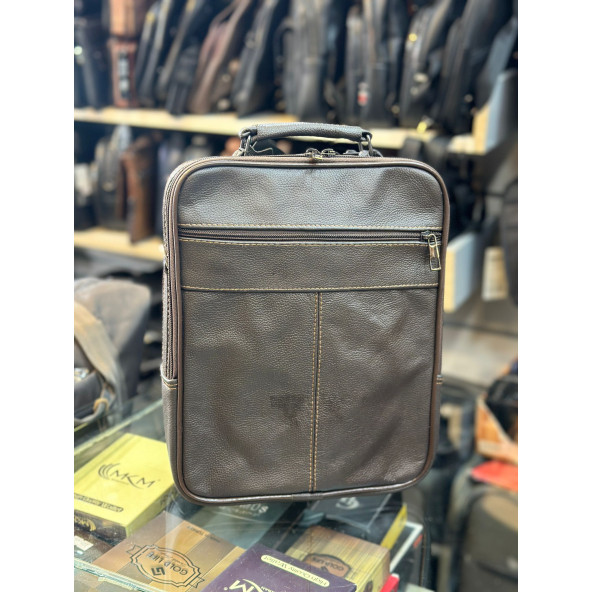 TRG POLO KAHVE BÜYÜK BOY DERİ EL OMUZ ÇANTASI - Resim 3