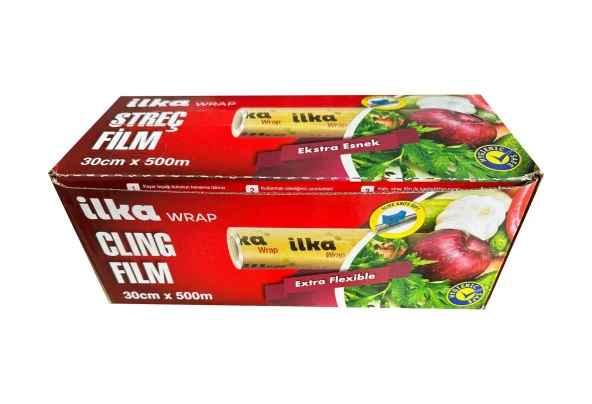 İlka Şeffaf Mutfak Rulo Streç Film Folyo - 30 Cm. x 500 Metre - Gıdaya Uygun - 10 Paket - Resim 2