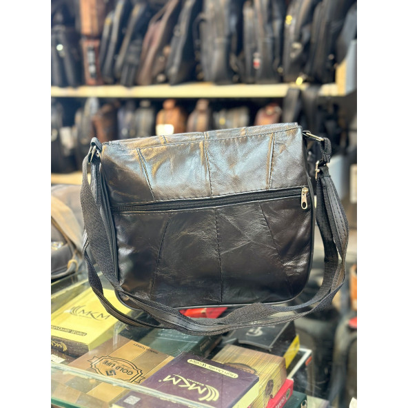 TRG POLO SİYAH DERİ KADIN OMUZ ÇANTASI - Resim 2