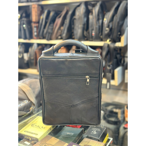 TRG POLO SİYAH DERİ SERT SAPLI EL ÇANTASI ürün görseli 1