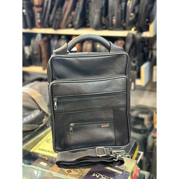 TRG POLO SİYAH DERİ SERT SAPLI EL ÇANTASI - Resim 3